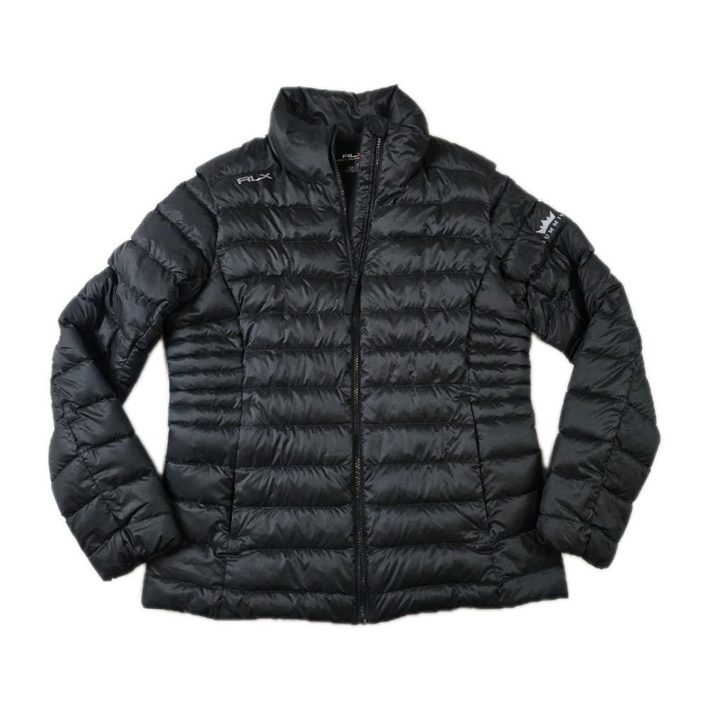 RLX Ralph Lauren Puffer Down Fill Jacket Black Women M 3rd Party Branded Fullzip